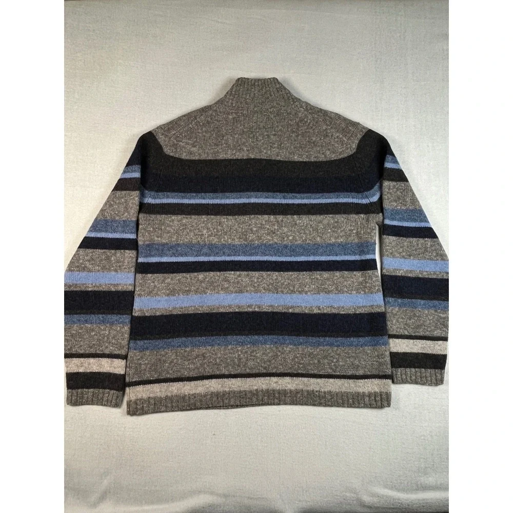 Banana Republic Men's Striped Wool Quarter Zip Sweater‎ Size L